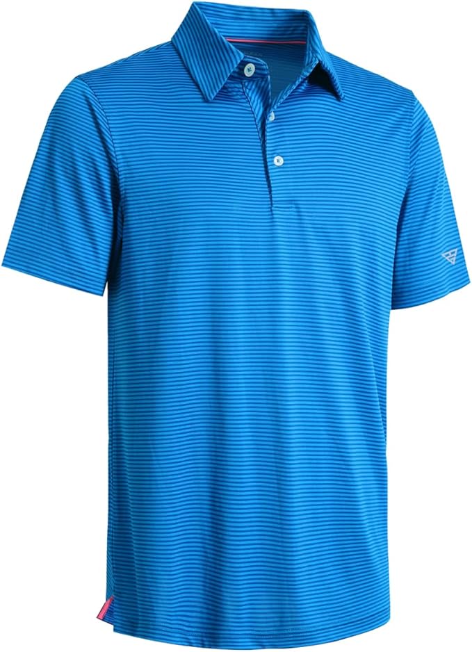Golf Shirts for Men Dry Fit Short Sleeve Print Performance Moisture Wicking Polo Shirt