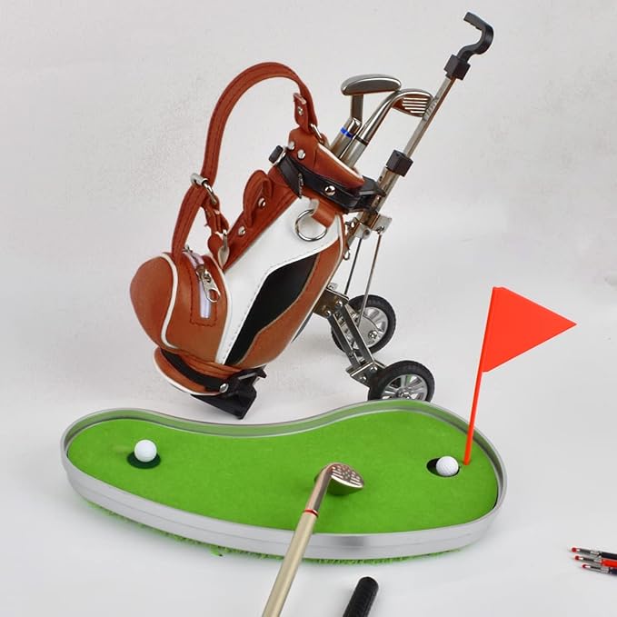 Dual-Purpose Creative Golf Pen Holder With 3 Club Pens - Office Desk Decoration, Souvenir Birthday Gift for Golfer Fans, Women and Men