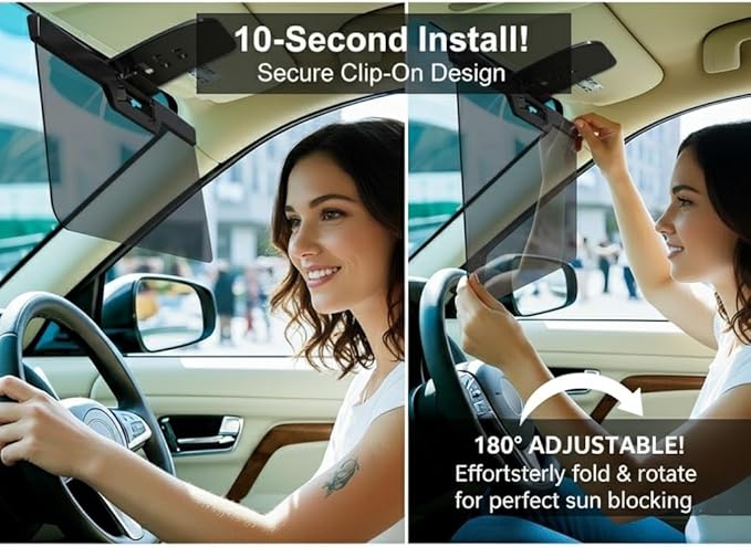 Sun Visor Extender for Car Upgraded UV400 Polarized Anti-Glare Adjustable Universal Car Visor Extender Sun Blocker for Sedan SUVs Easy Install Safe Driving