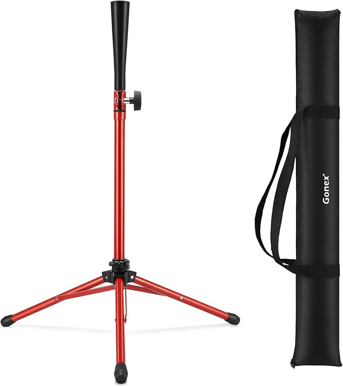 Gonex Baseball Softball Practice Hitting Batting Tripod Stand Rubber Tee Collapsible Portable with Carrying Bag