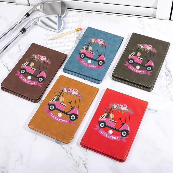 Personalized Leather Golf Scorecard Holder Customize Name Golf Yardage Book Cover Accessories Father Day Christmas Birthday Gifts for Men Women