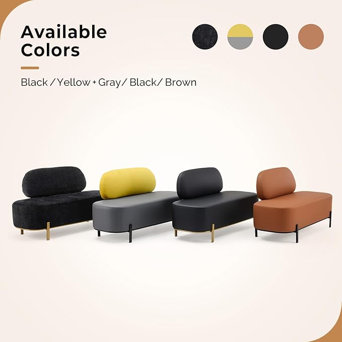 OmySalon Waiting Room Bench with Back, 55.1" Office Guest Chair, Faux Leather Upholstered Reception Seating, Lobby Bench for Beauty Salon Barbershop Airport Bank Hall Room Conference