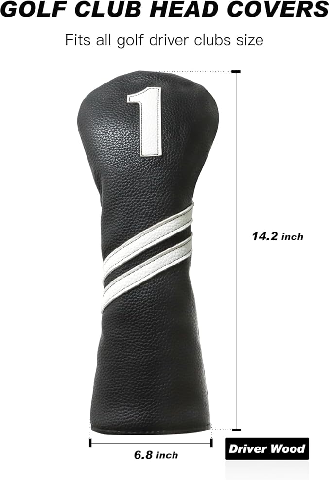 Golf Club Covers,4pcs or 1pc Golf Headcovers for Woods and Driver Fairway Hybrids Women Men - Premium PU Leather with Interchangeable Tags & Magnetic Blade and Mallet Putter Covers
