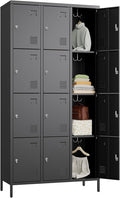 METAN Metal Locker for School Office Gym Bedroom, 12 Doors Black Steel Storage Locker Cabinet for Employees, Industrial Storage Locker, Assembly Required (12 Door-Black)