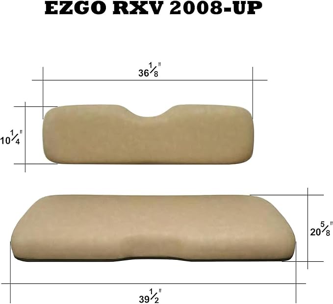 Huskey Parts Company 2PCS Charcoal Gray Golf Cart Front Seat Cover Diamond Stitching for EZGO RXV 2008-UP, Marine Grade Vinyl, Custom Fit, Staple On