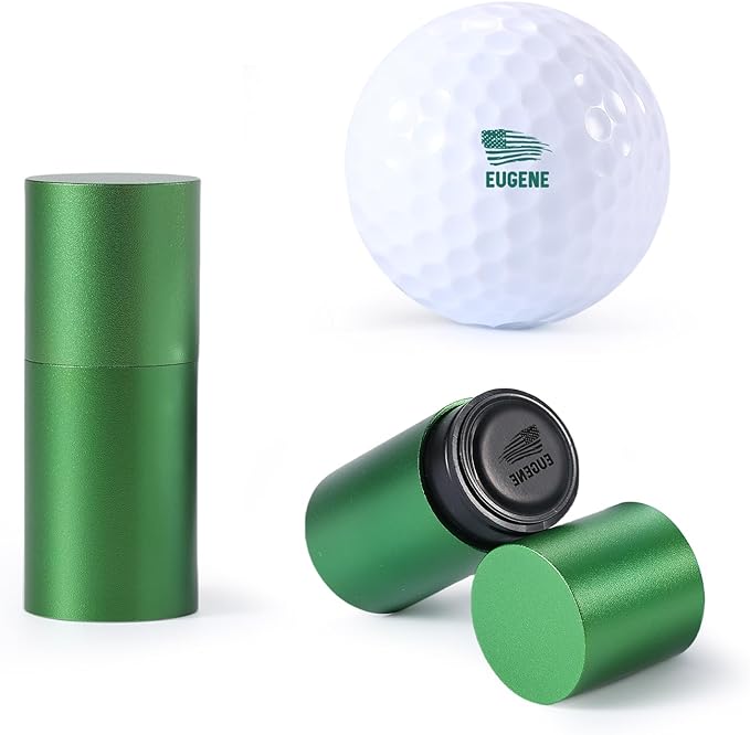 Golf Ball Stamp Personalized Marker - Premium Metal Custom Golf Ball Stamp - Quick-Dry Ink Monogram Identifier - Unique Golfing Accessories Gifts for Men Dad (Mental-Green-2)