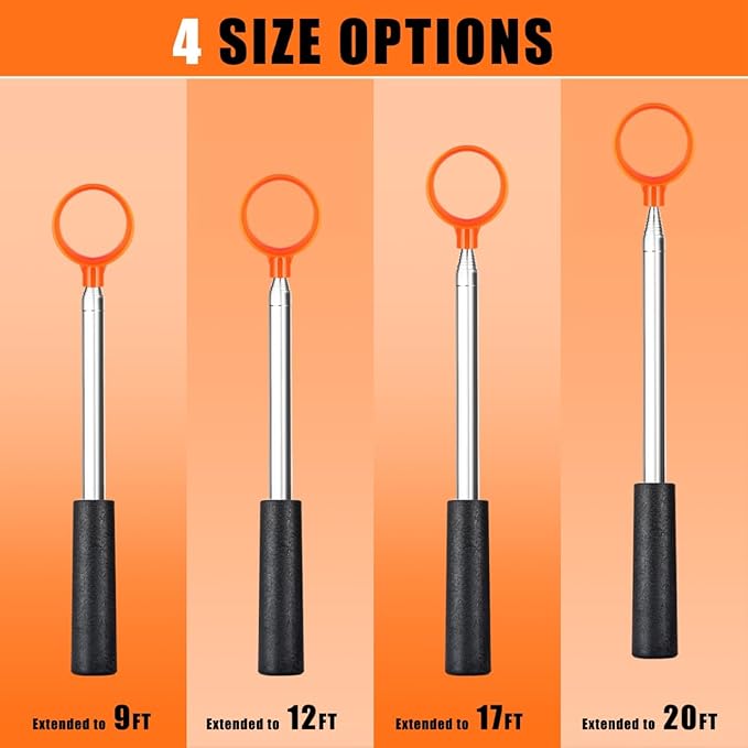Golf Ball Retriever Telescopic for Water, 9Ft/12Ft/17Ft/20Ft Stainless Steel Golf Ball Retriever, Professional Golf Ball Retriever(20Ft)