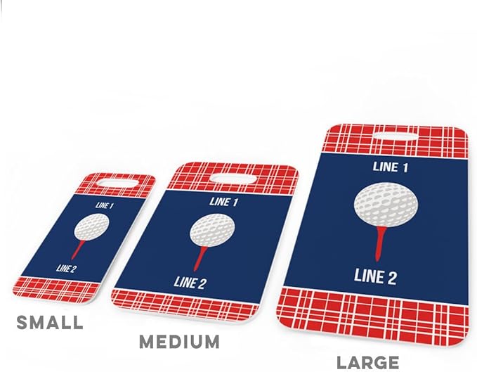 ChalkTalkSPORTS Golf Luggage & Bag Tag | Personalized Team with Golf Ball | Standard Lines on Back | Large | RED/Navy