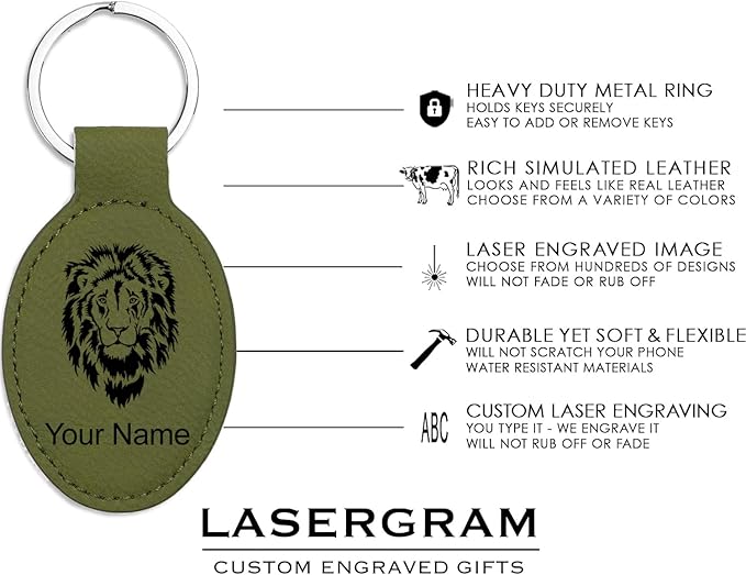 LaserGram Oval Keychain, Golf Ball, Personalized Engraving Included (Camo Green)