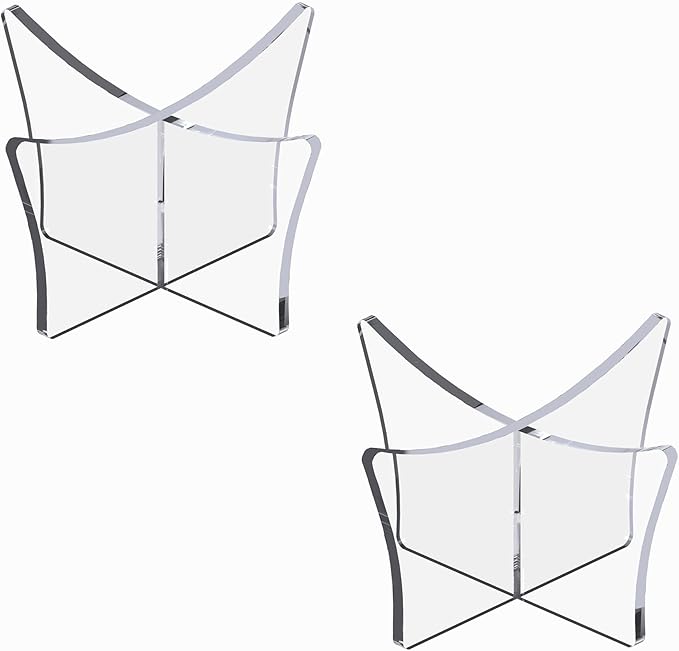 Acrylic Large Ball Stand Holder 4.7x2.6 Inch, 2-Pack Display Stand for Football Basketball Soccer, Clear Volleyball Rugby Case Rack
