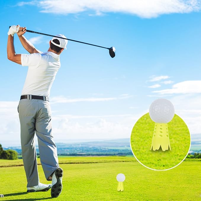 Plastic Golf Tees, 24Pcs Golf Simulator Tees for Home, Outdoor Indoor Golf Tees Simulator Practice Training, Golf Mat Tees for Winter Turf and Driving Range (24pcs Yellow)