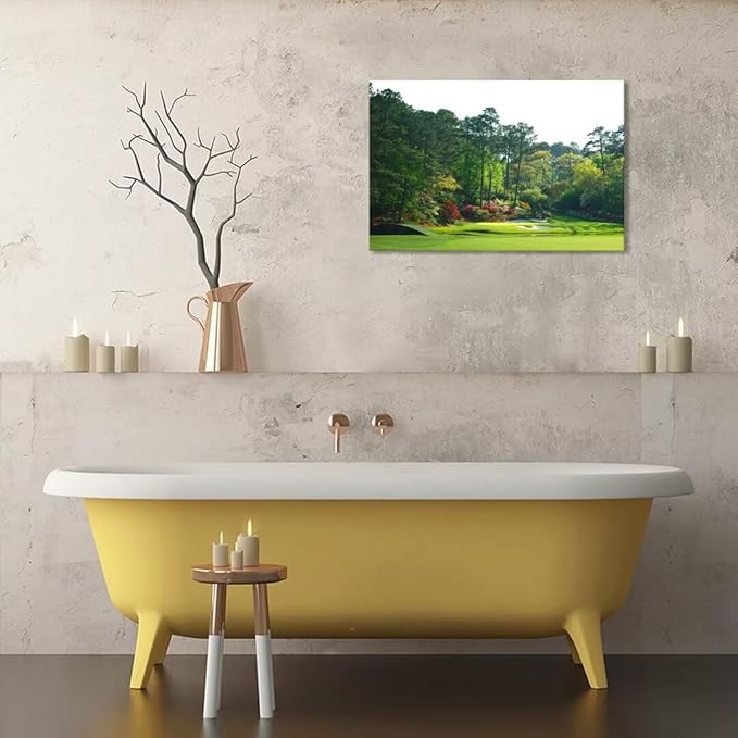 Augusta Golf Course Wall Art Golf Course Picture Poster Canvas Prints - Golf Wall Decor for Living Room Bedroom Home Decorations Framed Artwork Ready to Hang(24''H x 36''W)