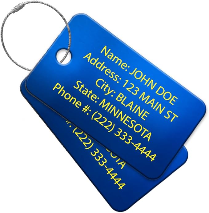 High Visibility Multi Pack Customized Tavel ID Tag - Luggage Tag - Golf Bag ID - Personalized ID Travel Tag - Imprinted Luggage Tag - Luggage, Bikes, Sport Equipment and More. (4)