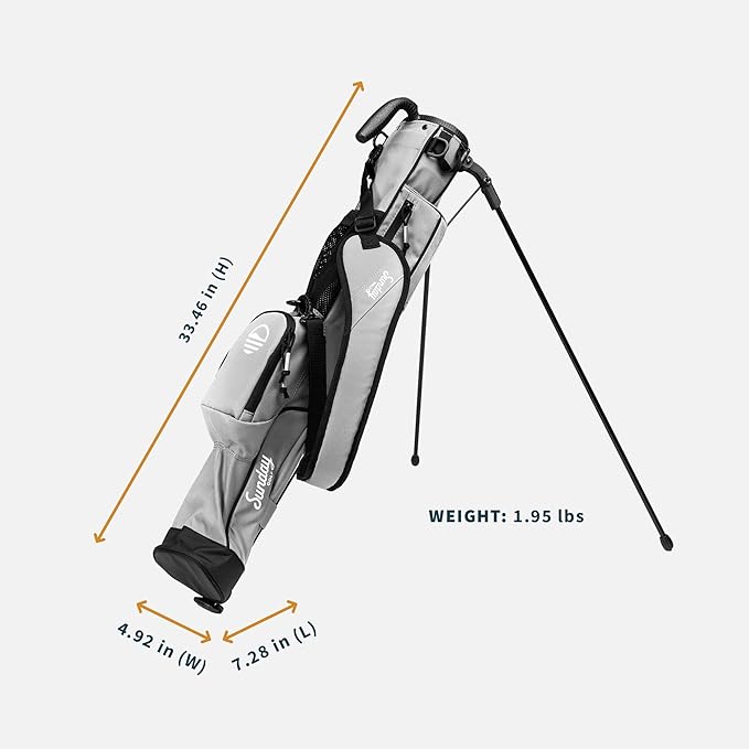 The Original Lightweight Sunday Golf Bag with Stand – Easy to Carry, Durable Pitch & Putt Bag for Driving Range, Par 3 & Executive Courses