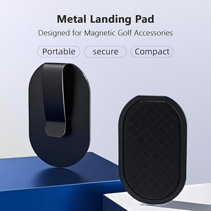 Metal Landing Pad, Industrial-Grade Rigid Clip for Magnetic Golf Equipment and Accessories. Secure Hold and Easy Access for Rangefinders. Magnetic Golf Gear Compatible，Black