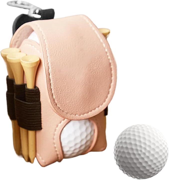 Leather Golf Ball Holder - Golf Ball Storage Pocket, Tee Bag with Sturdy Leather, Convenient and Tee Carry Pouch, Accessories Organizer for Course or Practice, Portable Pocket