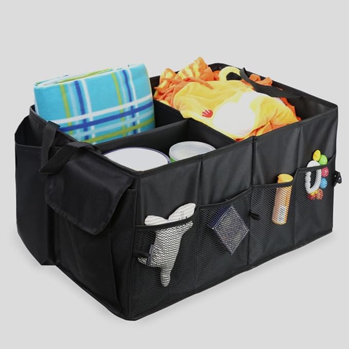 Car Trunk Organizer Suv Trunk Storage Organizer Multipurpose Car Storage Box with Multiple Compartments for Vehicle Grocery and Cargo Organization