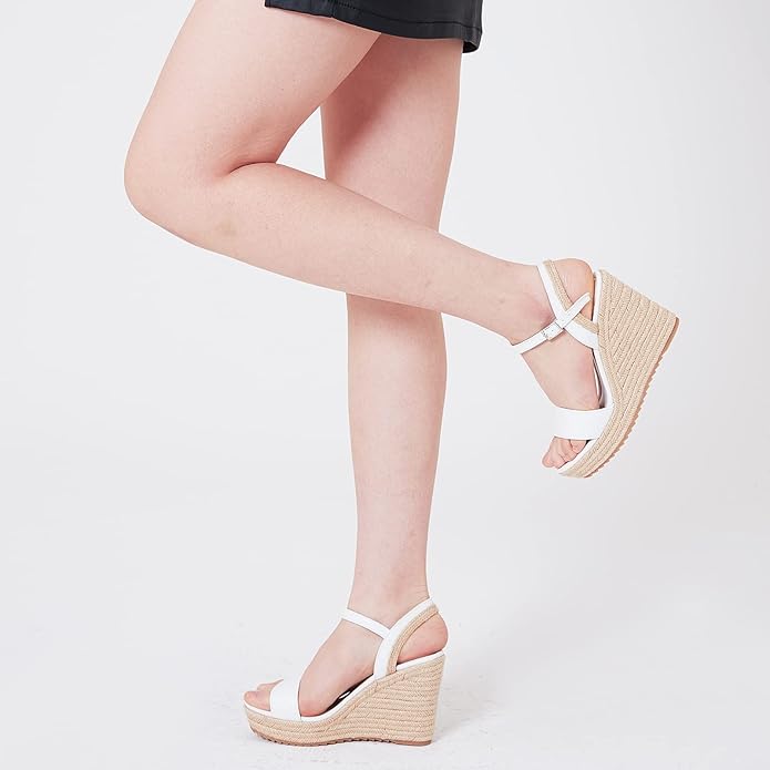 mikarka Women's Espadrille Wedge Sandals: Ankle Strap Platform Open Toe Wedges - Stylish High Heel Dressy Summer Wedges for Women, Inspired by Espadrilles