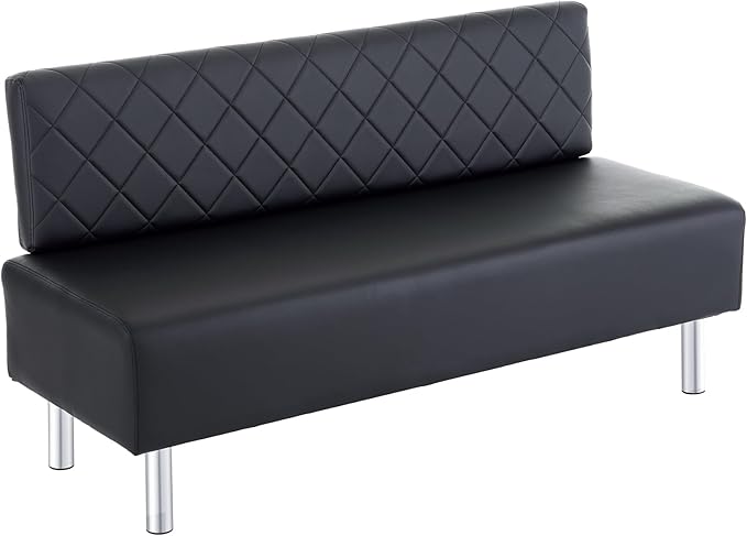 OmySalon Waiting Room Bench with Back, 58.6’’ Office Guest Chair Upholstered Reception Seating, Lobby Furniture for Beauty Salon Barbershop Airport Bank Hall Room Conference, Black