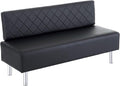OmySalon Waiting Room Bench with Back, 58.6’’ Office Guest Chair Upholstered Reception Seating, Lobby Furniture for Beauty Salon Barbershop Airport Bank Hall Room Conference, Black