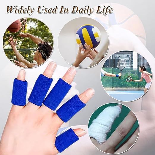 Finger Sleeves Protectors, 10Pcs Sport Finger Sleeves Elastic Thumb Brace Support for Basketball Golf Premium Fingers Sleeve for Arthritis Perfect for Relieving Pain (10pcs blue set)