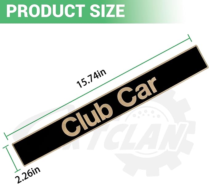 Golf Cart Emblem Stricker, Golf Cart Black Gold Decal Suitable for Club Car Precedent Golf Carts, Name Plate for Club Car Precedent Size 15.74" x 2.24", OEM#: 102502601/103816601
