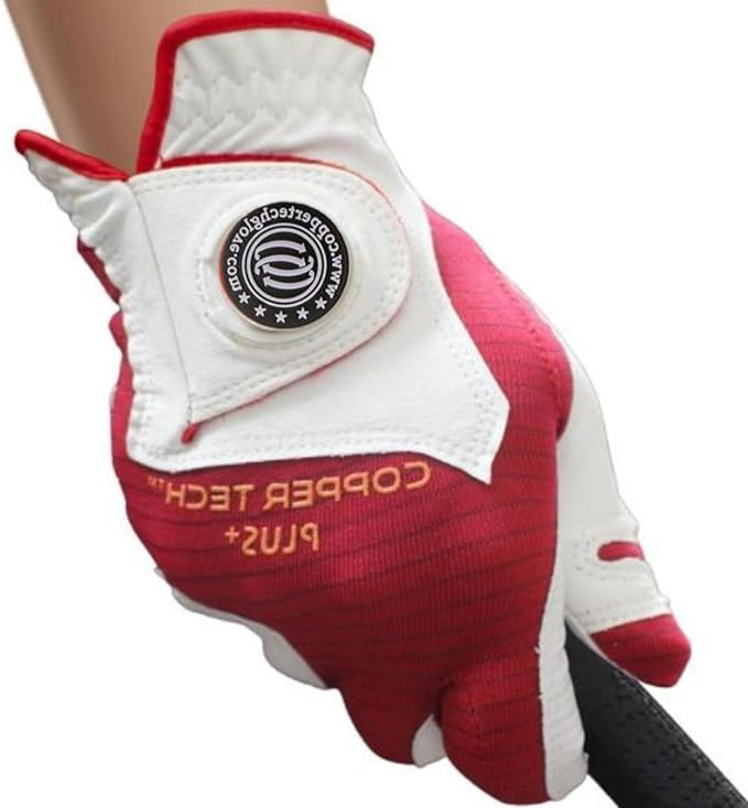 Women's 1-Pack Right and Left Handed Golfers Golf Glove – Advanced Compression for Muscle Support, Joint Relief Gloves – White/Red