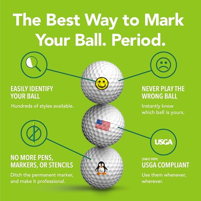 Golfdotz - USGA Rule Conforming Golf Ball Markers, Golf Ball Stickers for Marking Balls, No More Smearing from Stamps, Gifts for Golfers, Dads, and Retirees, (18-32-Count)