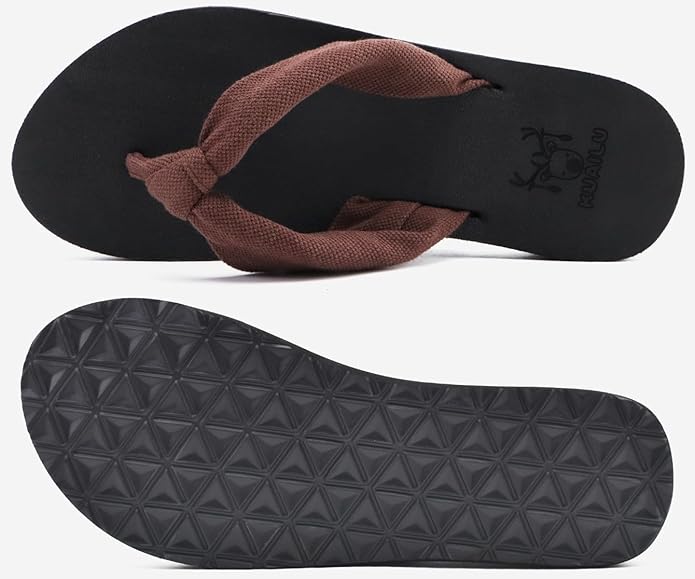 KuaiLu Flip Flops for Women with Arch Support Yoga Mat Comfortable Summer Beach Walking Thong Cushion Sandals Slip On Indoor Outdoor