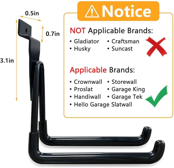 Slatwall Hooks Heavy Duty Slatwall Accessories Small J Hooks Garage Slat Wall Hooks and Hangers, Black(10 Pack)