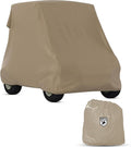 AllGuard Weatherproof Golf Cart Cover, Heavy Duty Polyester, Protects from Rain, Sun, UV & More - Tan (Fits Length: 106" - 140")