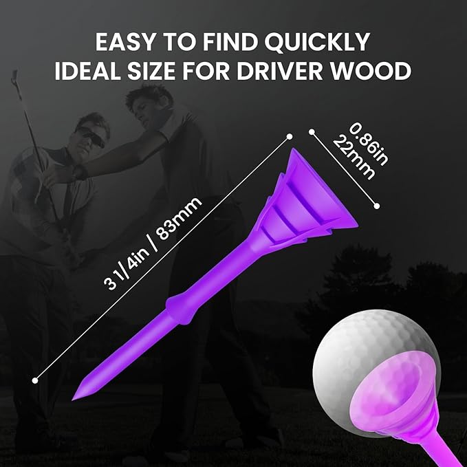 FINGER TEN Unbreakable Golf Tees Plastic 3 1/4 inch Value 50/100 Pack, Low Friction & Low Ball Spin Long Tees to Improve Distance & Accuracy, Durable Tees with Assorted Colors to Practice