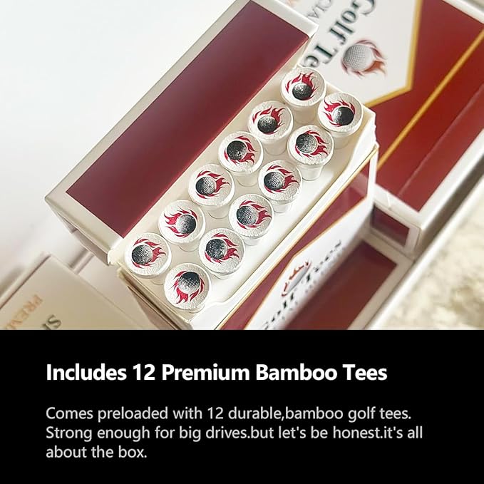 Premium Bamboo Golf Tees | 83mm (3.25") Wooden Tees | Golf Gifts for Men | Vintage-Style tee Case Golf Accessories for Men | Funny Golf Accessory for Golfers