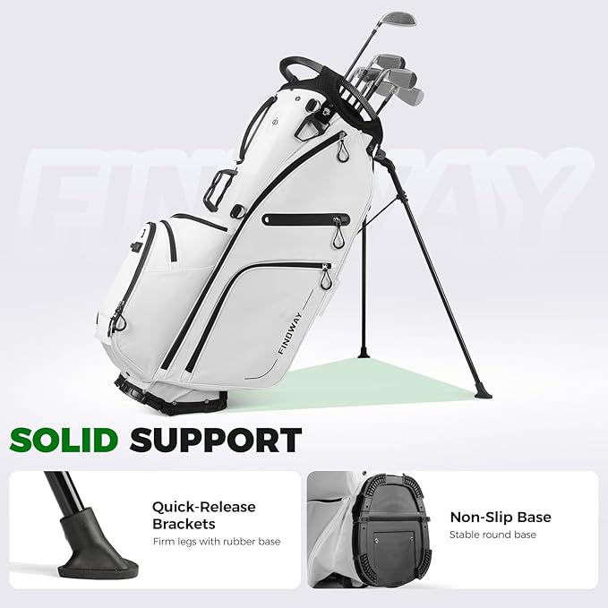 Findway 14 Way Golf Stand Bag, Lightweight Golf Bag with Stand for Men Women, Golf Club Carry Bag with Dual Strap, Full Length Dividers, Multiple Pockets, Golf Ball Holder