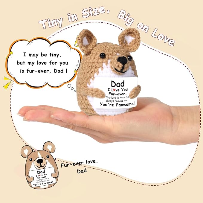 AICase Funny Dog Gifts for Dad from Daughter Son, Fathers Day Birthday I Love You Handmade Crochet Christmas Easter Cute Gag Small things Stuff Presents Dog Dad Gifts for Men Corgi Lovers Papa