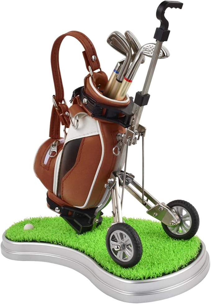 Dual-Purpose Creative Golf Pen Holder With 3 Club Pens - Office Desk Decoration, Souvenir Birthday Gift for Golfer Fans, Women and Men