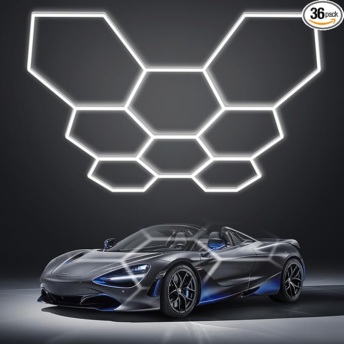 Hexagon LED Garage Light: Super Bright 40000LM Honeycomb Garage Light, 8 Hex DIY Hexagon Led Lights for Gym Basement Hair Salon