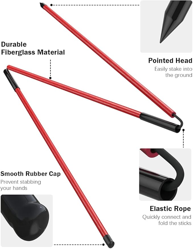 Rhino Valley Golf Alignment Sticks - 48" Collapsible Golf Practice Rods for Aiming, Putting, Full Swing Trainer, Posture Corrector with Clear Tube Case, Golf Training Equipment