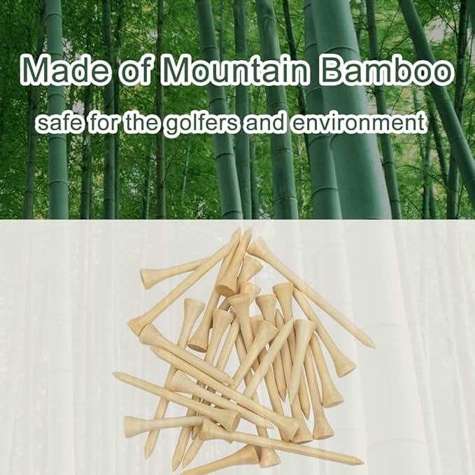 110 Pcs Bamboo Golf Tees 3 1/4 Inch, Friendly Biodegradable, Long and Tall Golf tees, More Durable and Stable, Ideal for Beginner