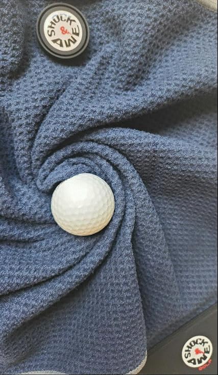 Magnetic 6-in-1 Multi Tool Golf Towel - Magnetic Towel - Ball Marker - Silicone Brush - Groove Cleaner - Bottle Opener - Bag Clip - Microfiber Waffle Design - Men's and Women's Golf - Golf Gifts