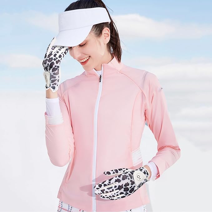 FINGER TEN Stylish Golf Gloves Women with Ball Marker 1 Pack for Left or Right Hand, Breathable Glove with Fashion Patterns for Ladies Right Left Handed Golfer