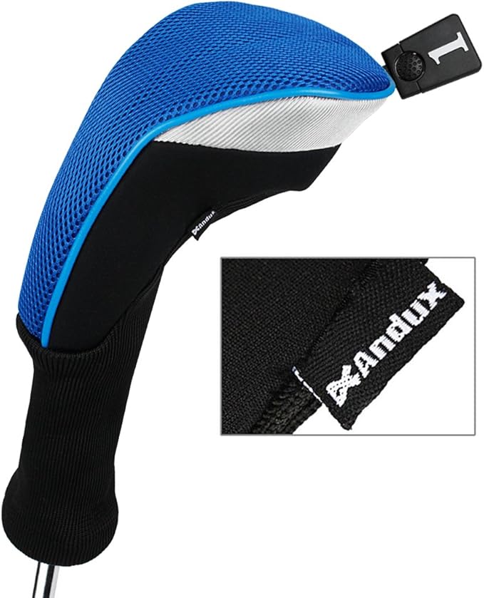 Andux 3pcs/Set Golf 460cc Driver Wood Club Head Covers Long Neck with No. Tags