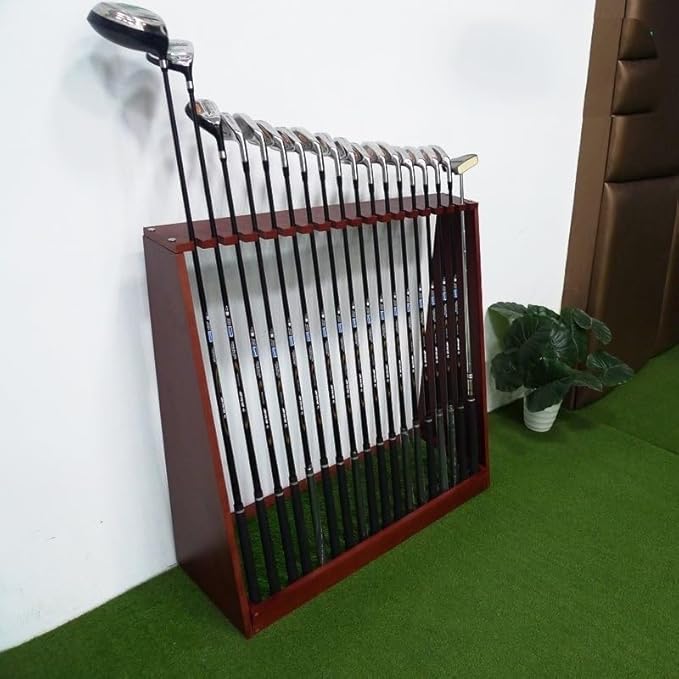 Aimery Golf Club Rack,Putter Rack,18-Clubs Display Stand for Golf Club, Billiard Cues & Fishing Rod,Wooden Golf Club Holder for Garage & Simulator Room (Color : A)