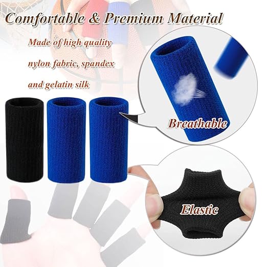 Finger Sleeves Protectors, 10Pcs Sport Finger Sleeves Elastic Thumb Brace Support for Basketball Golf Premium Fingers Sleeve for Arthritis Perfect for Relieving Pain (10pcs blue set)