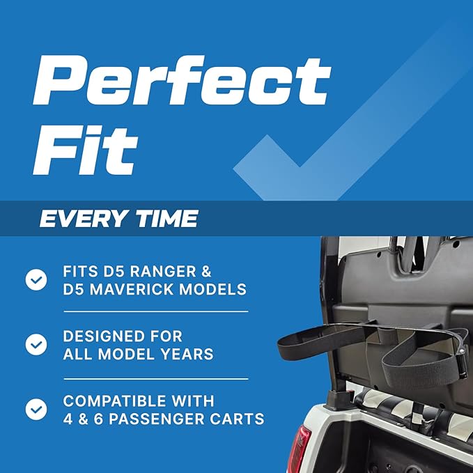 Evolution D5 Ranger & D5 Maverick Golf Bag Holder Bracket Attachment - No Drilling Assembly for 4 Passenger & 6 Passenger Carts - Durable Golf Bag Mount Compatible with Evolution Golf Carts | Black
