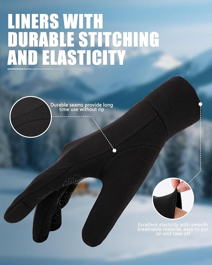 Aegend Lightweight Winter Gloves for Men Women, Warm Running Gloves Touchscreen Thermal Glove Liners for Cold Weather Driving, Cycling & Hiking, Non-Slip, Elastic Cuff, Stretchy, Durable