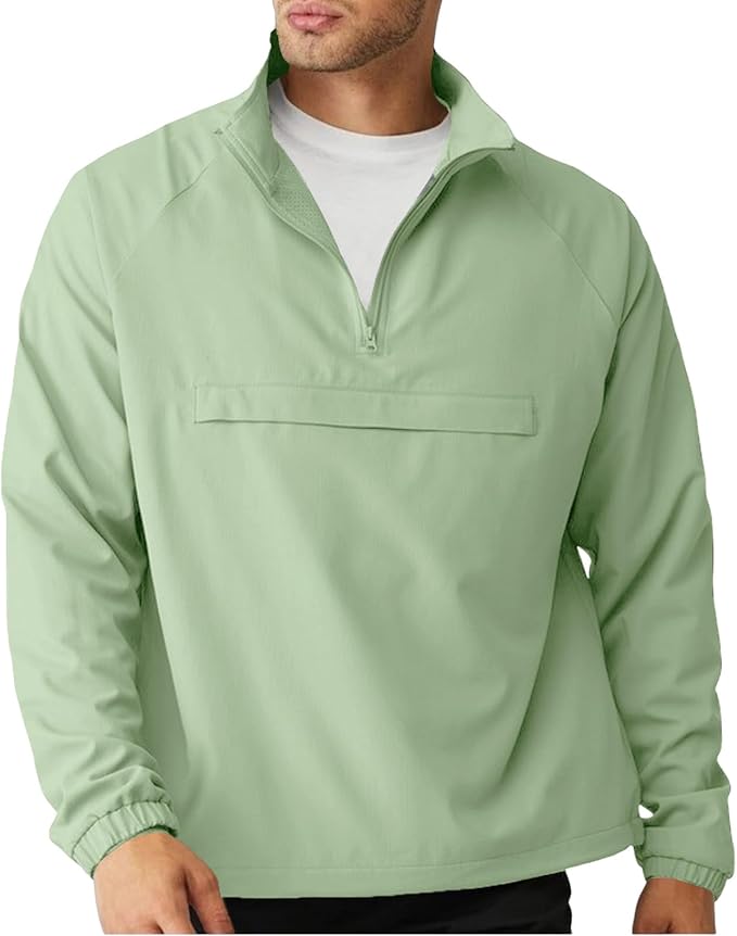 Opomelo Men's Athletic Quarter Zip Pullover Golf Hiking Running Lightweight Jacket Workout Sweatshirt With Pocket