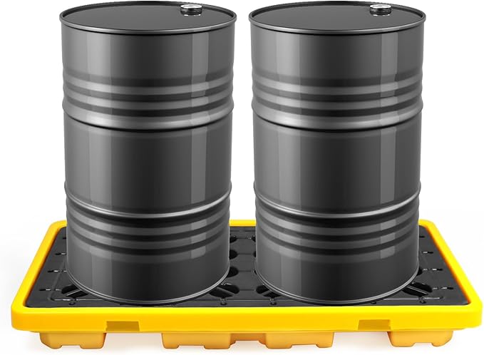 QWORK 2 Drum Modular Platform 5000 lbs. 30 Gallon Sump Containment Tray, Drum Spill Containment Pallet
