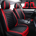 Leather Car Seat Covers for Volkswagen Golf Alltrack 2017-2019,Car Seat Covers Full Set,Seat Covers with Safety,Waterproof Seat Cover Compatible Airbag(5pcs Black&Red Bars Standard)