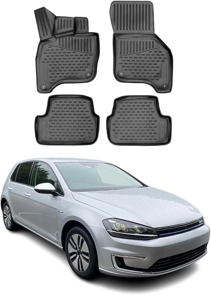 OMAC Floor Mats for VW e-Golf 2015-2019 Car Mats All Weather 3D Custom Fit Rubber Mat Waterproof Odorless TPE Floor Liners Laser Measured Non-Slip (Black)
